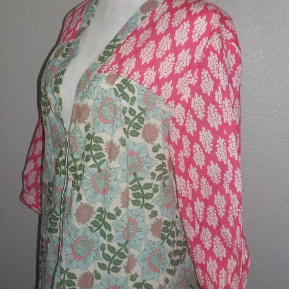 ZARA MS SZ LARGE MULTI-COLOR FLORAL MIXED PRINT BUTTON FRONT PALOMA MIDI DRESS - Picture 8 of 11